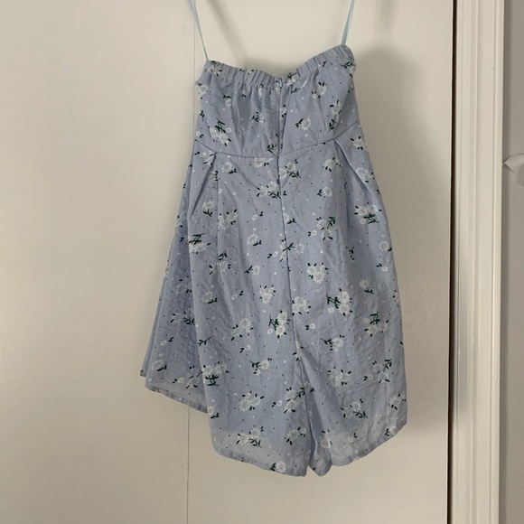 Here Comes The Sun Blue Floral Strapless Romper - Picture 3 of 7